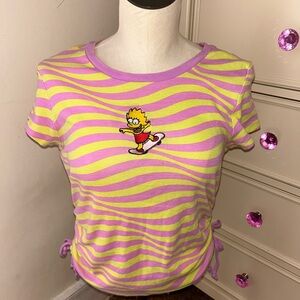 Lisa Simpson Striped T-Shirt - Pink and Yellow - Medium